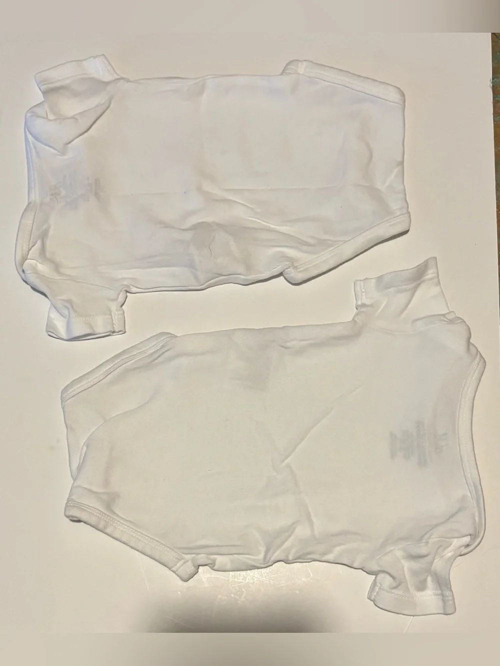 Two Newborn organic white cotton onesies baby clothes clothing onesie
